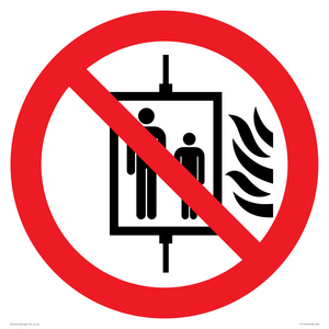 P020 Prohibition: Do not use lift in the event of fire